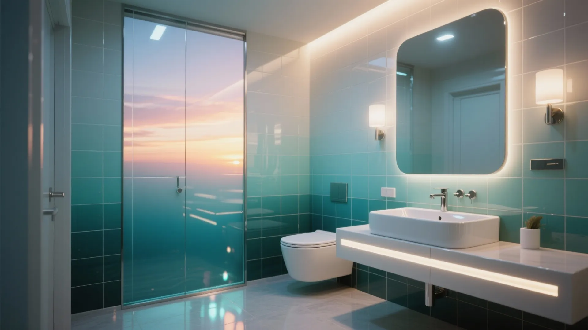3. Gradient glass tile feature wall