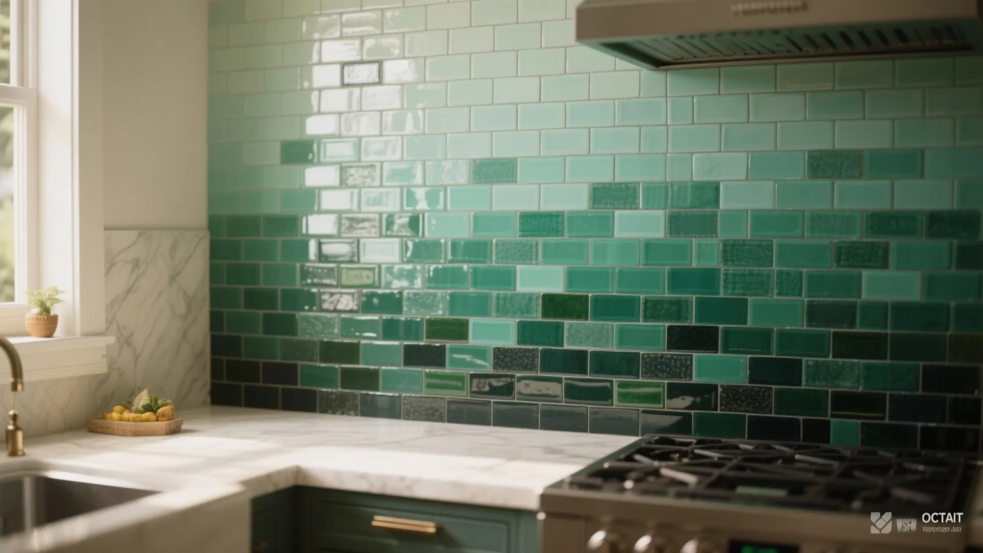 5. Gradient Green Mosaic for a Custom Statement