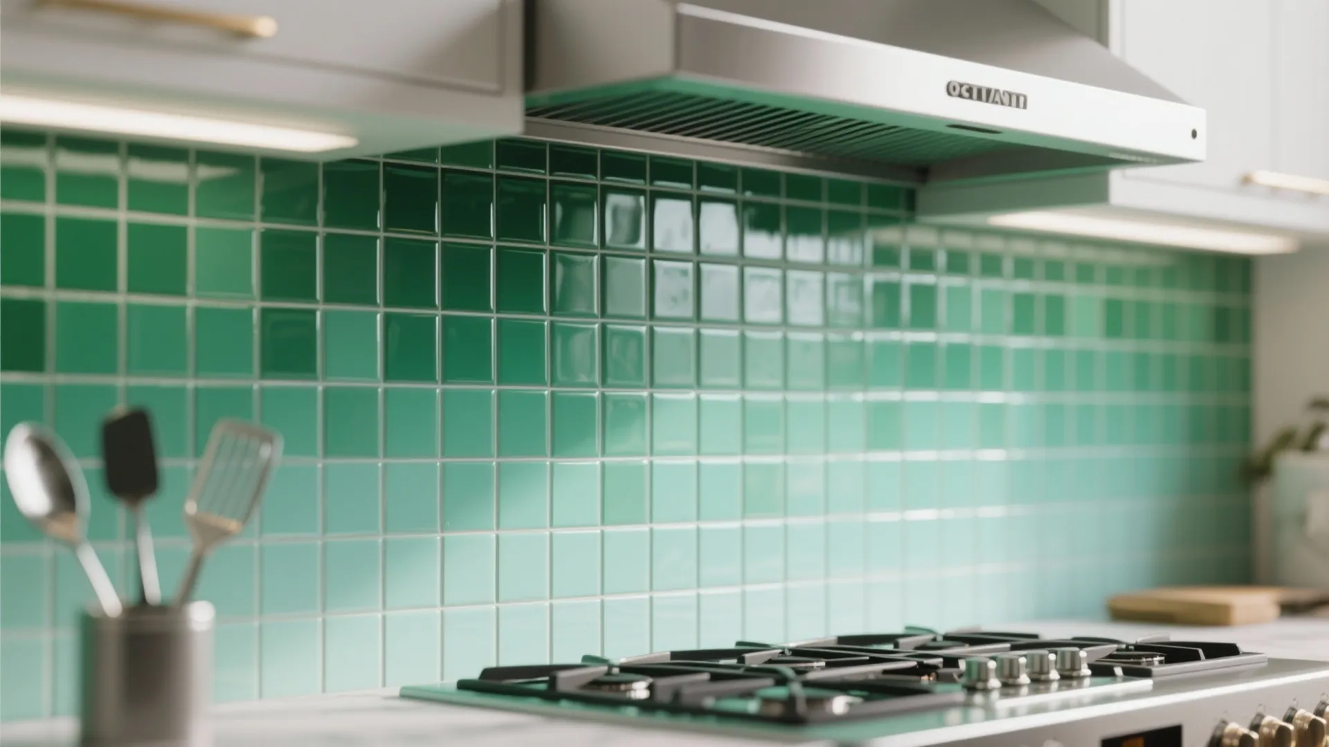 4. Gradient Green Mosaic for Focal-Point Backsplash