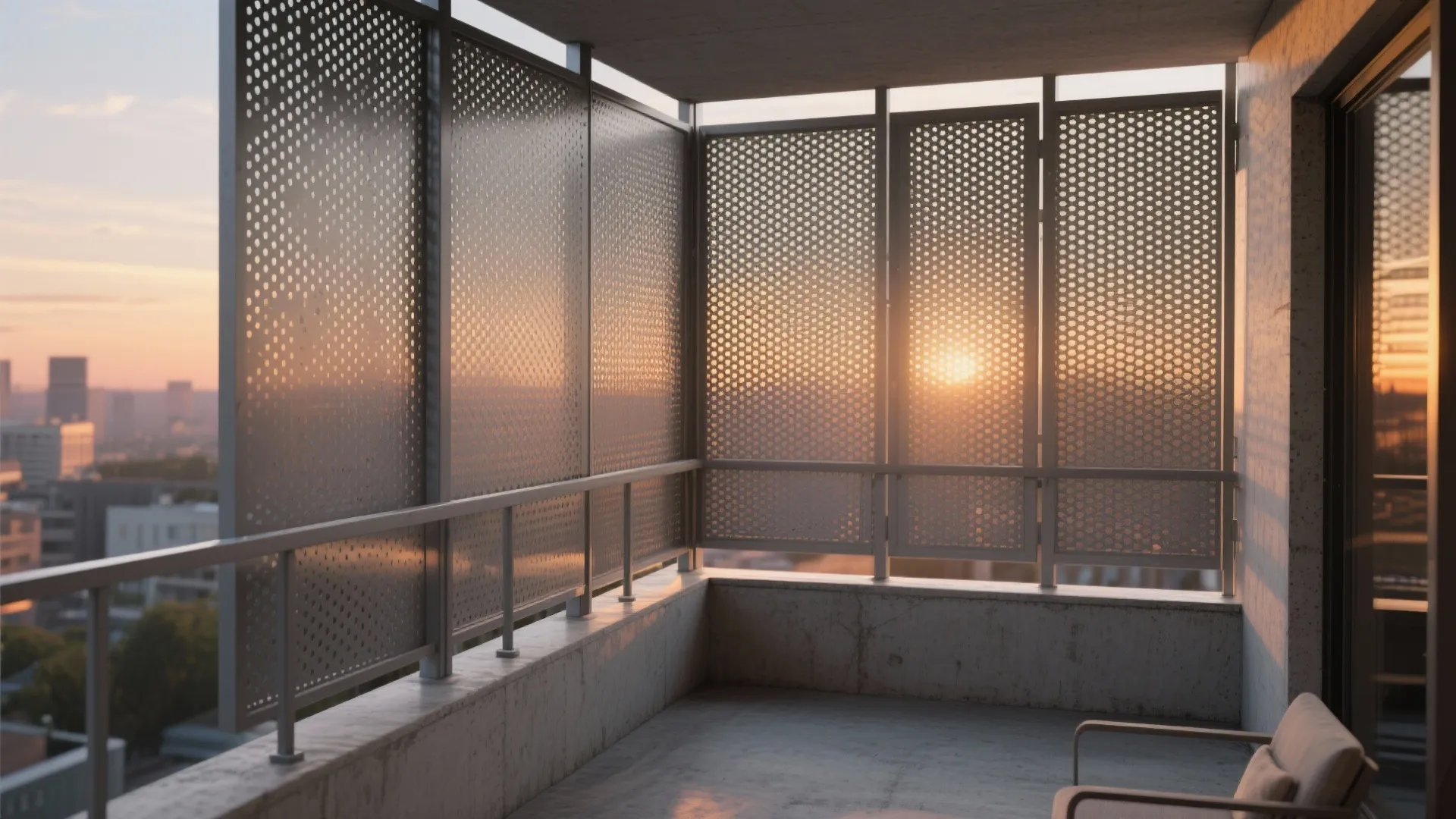 Idea 2: Perforated metal screens with gradient patterns