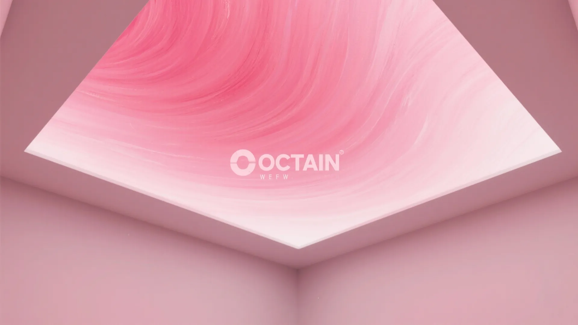 Modern interior design drawing showing a soft pink gradient ceiling with artistic swirl pattern textures
