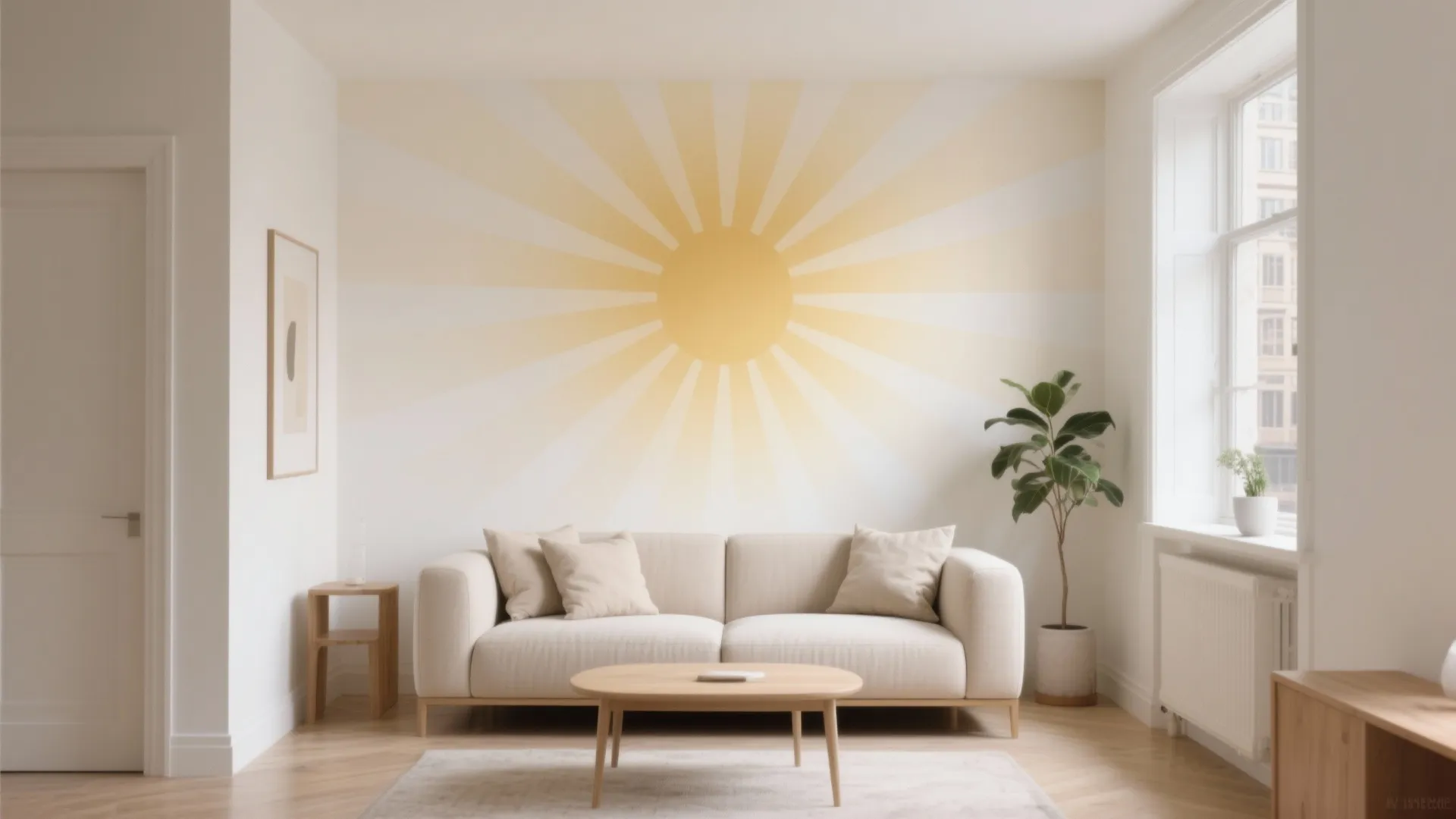 Minimal Gradient Sunburst Mural