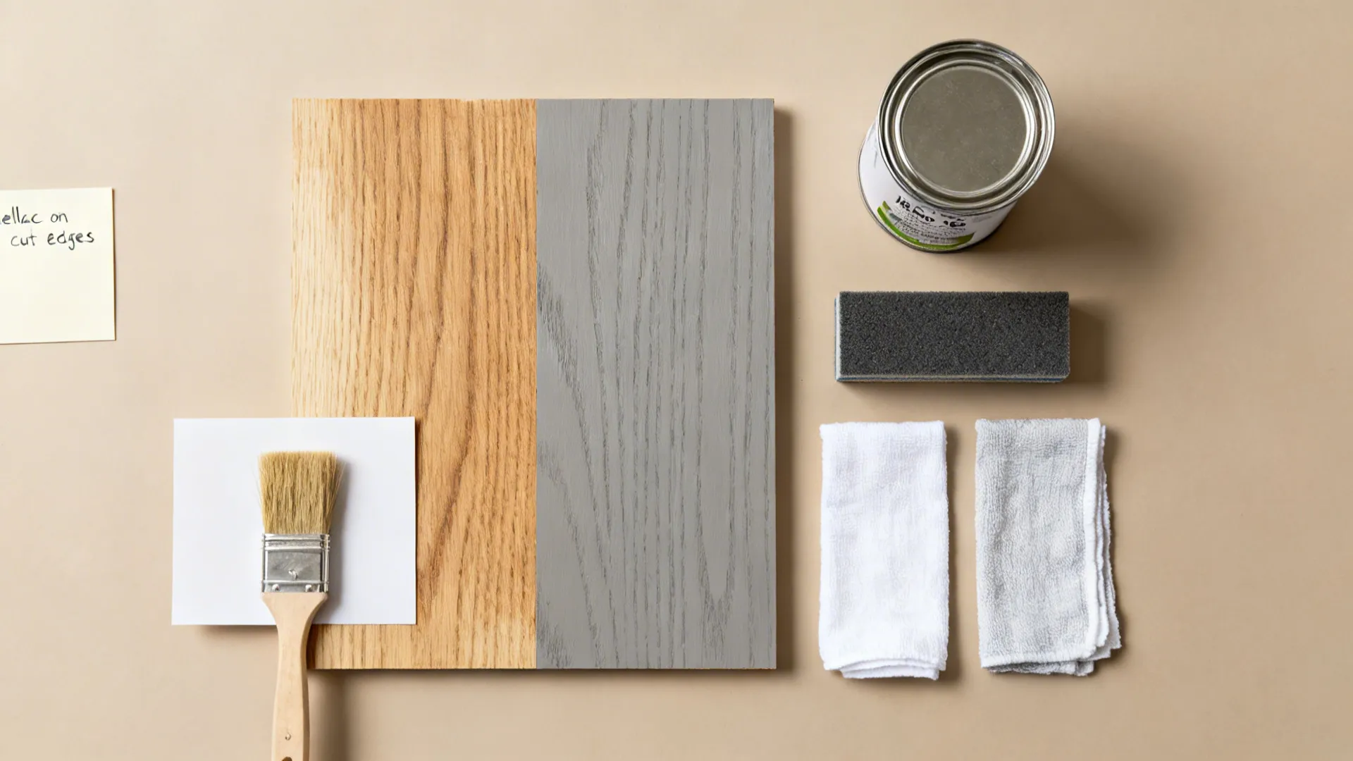 Idea 1: Minimal-matte grain wash on plywood