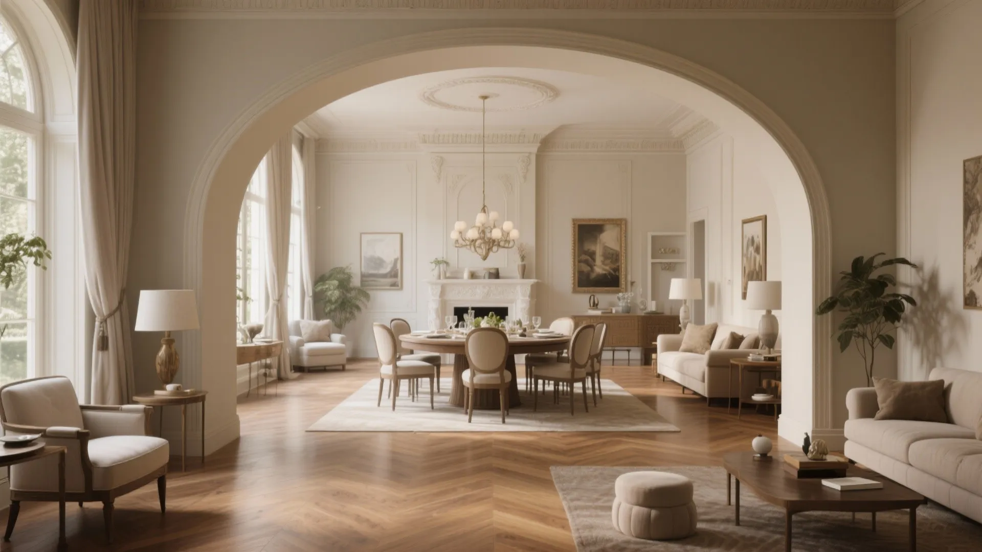 Grand Architectural Arch Between Rooms