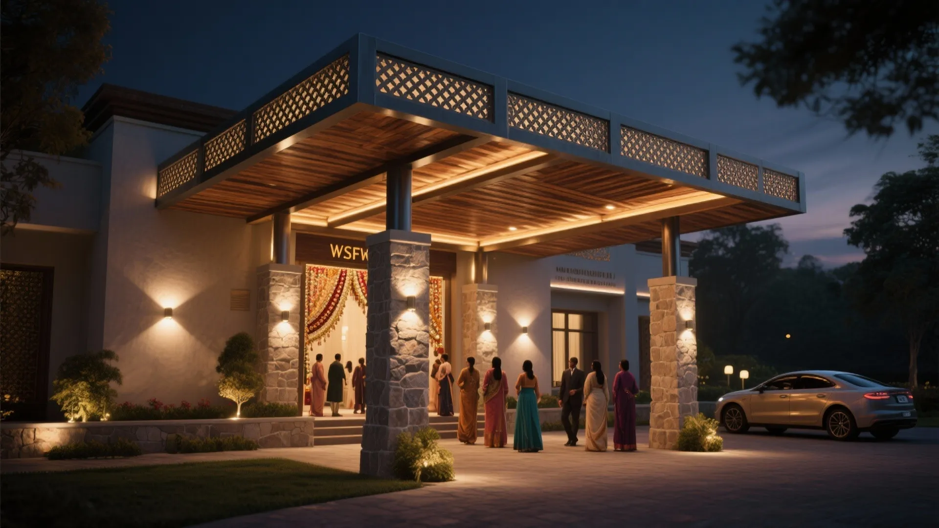Grand Entry Canopy with Layered Lighting