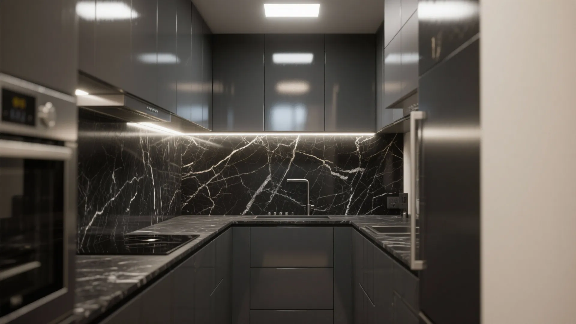 3. Extend granite up the backsplash for a seamless effect