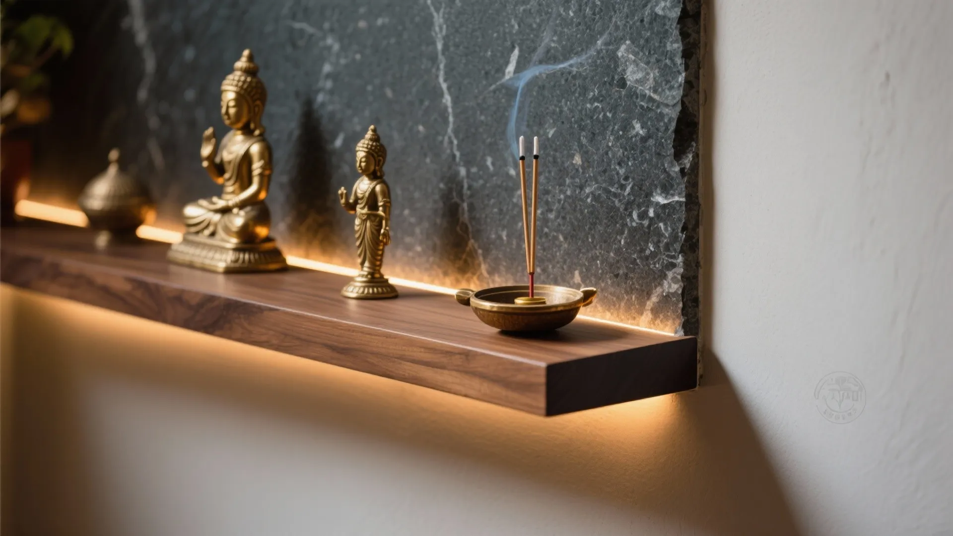 Granite Back Wall with Floating Shelf