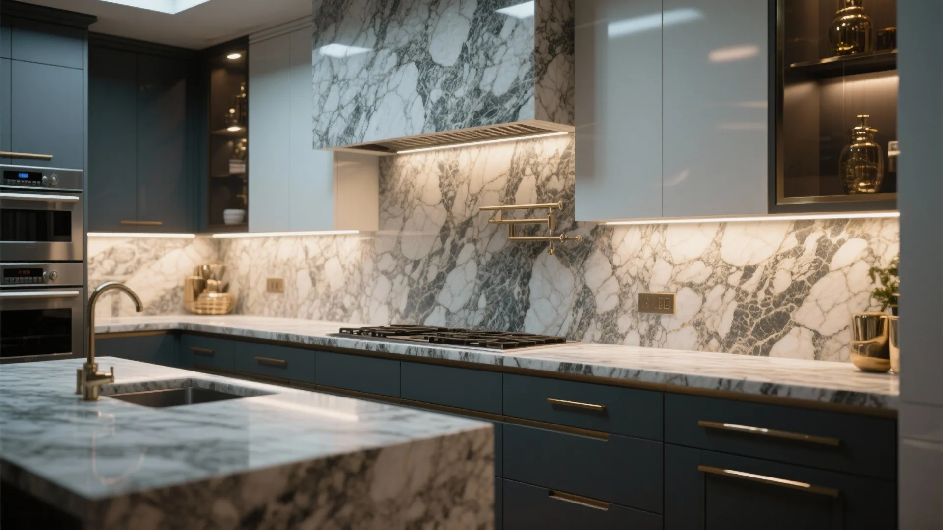 5. Granite with Full-Slab Backsplash