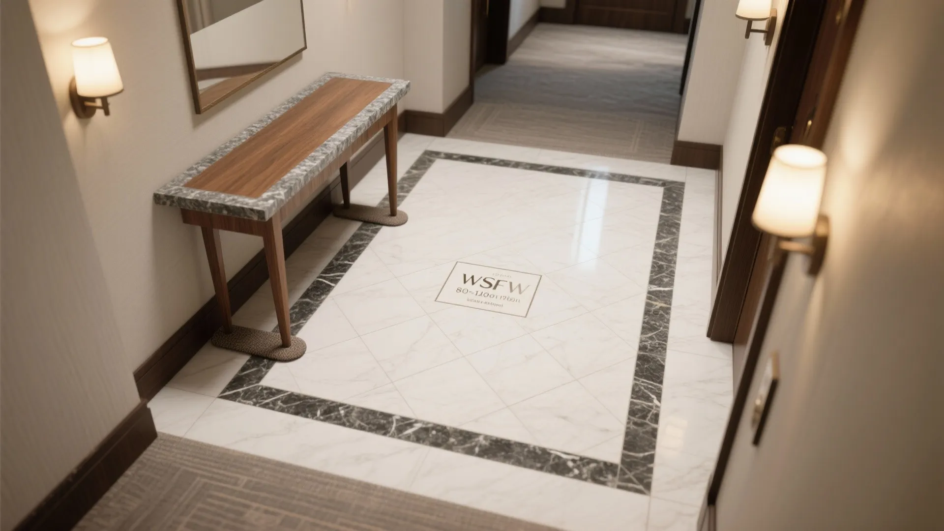 Granite Inlay Borders with Warm Wood Accents