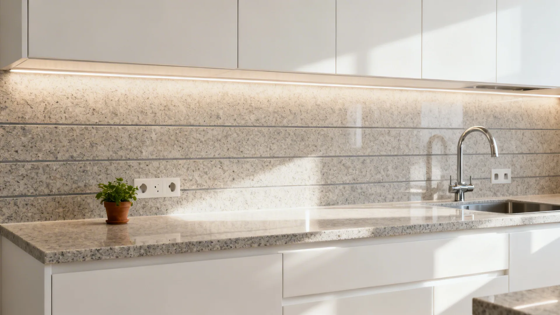 Granite Backsplash for Light, Seamless Continuity