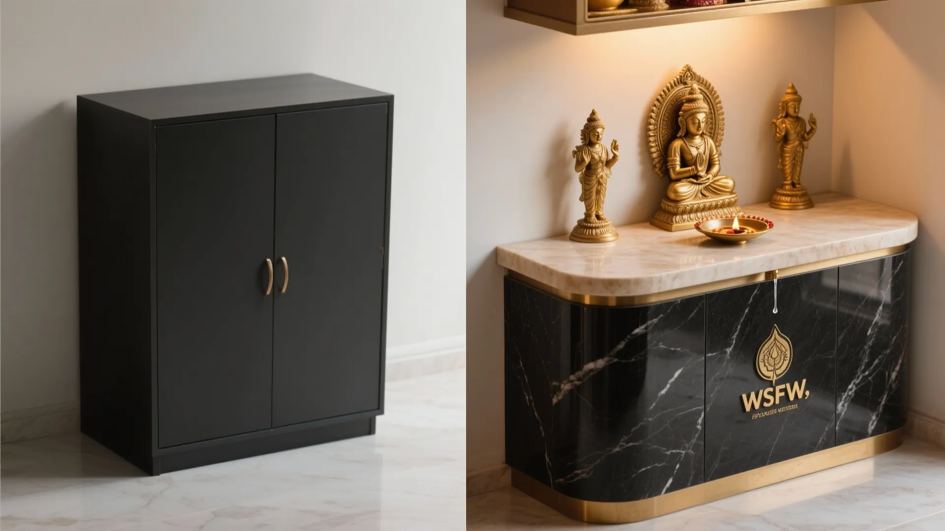 Contrasting Granite Base + Light Stone Counter
