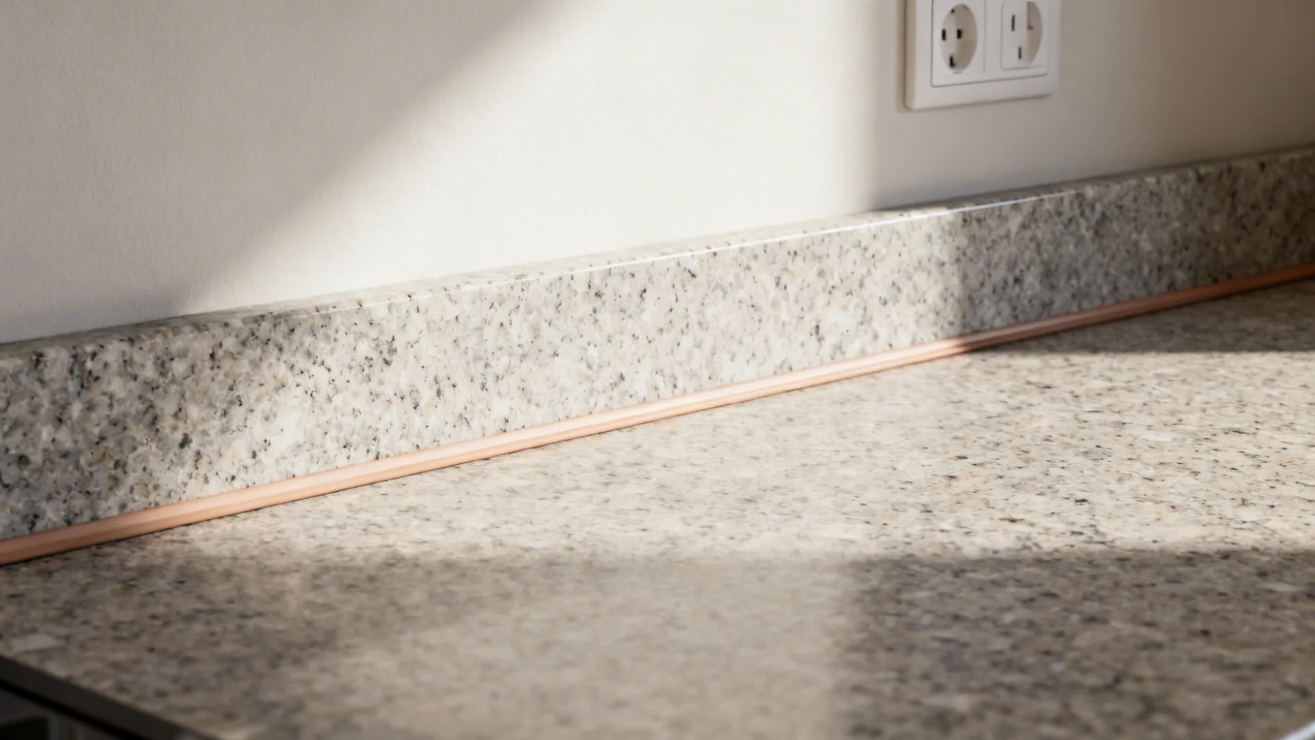 Ledge-Back Granite Backsplash for Easy Wipe-Down