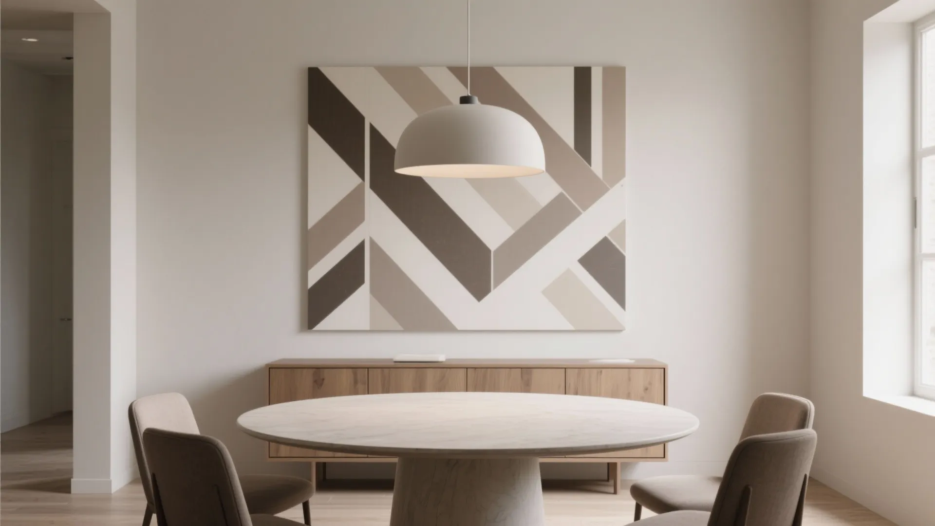 3. Graphic accent wall — but keep it four-fifths simple