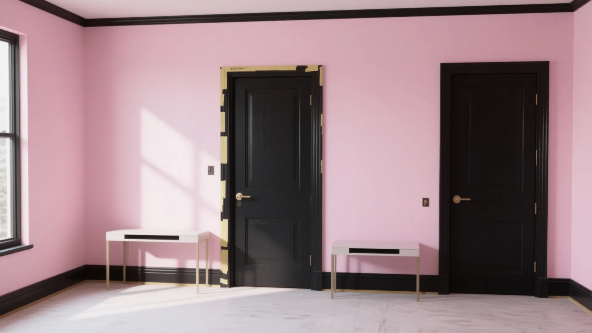 2. Graphic Contrast: Black Trim, Pink Walls