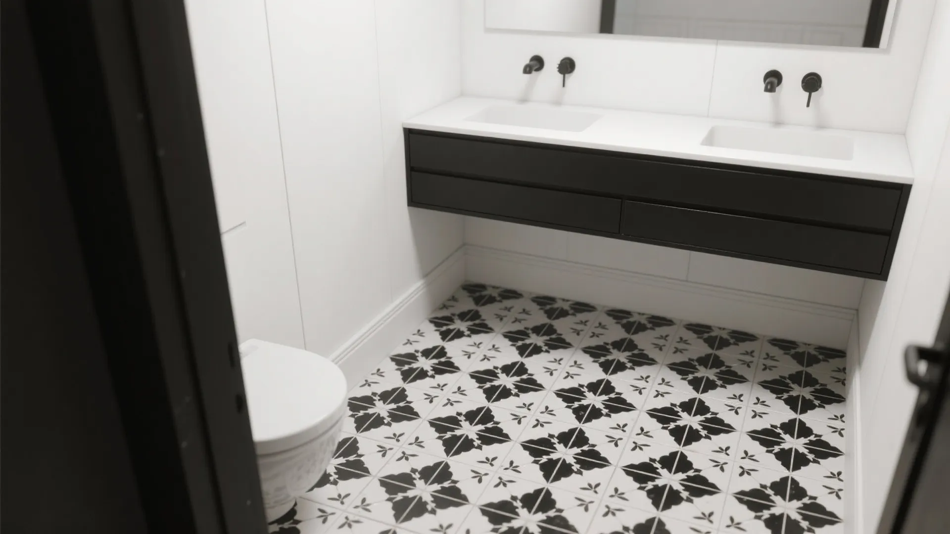 2. Graphic Pattern Floors: Statement Tile to Ground the Room