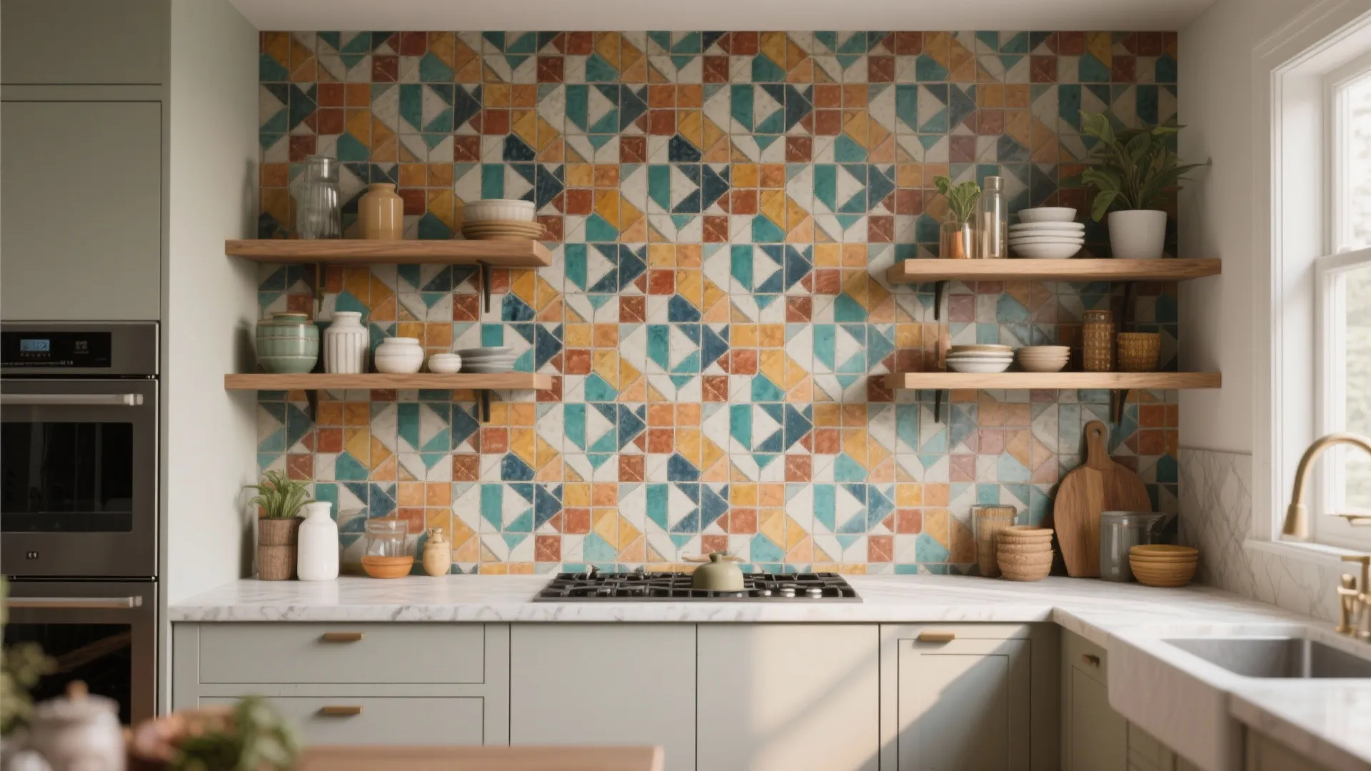 4. Graphic Patterned Tiles as an Accent Wall