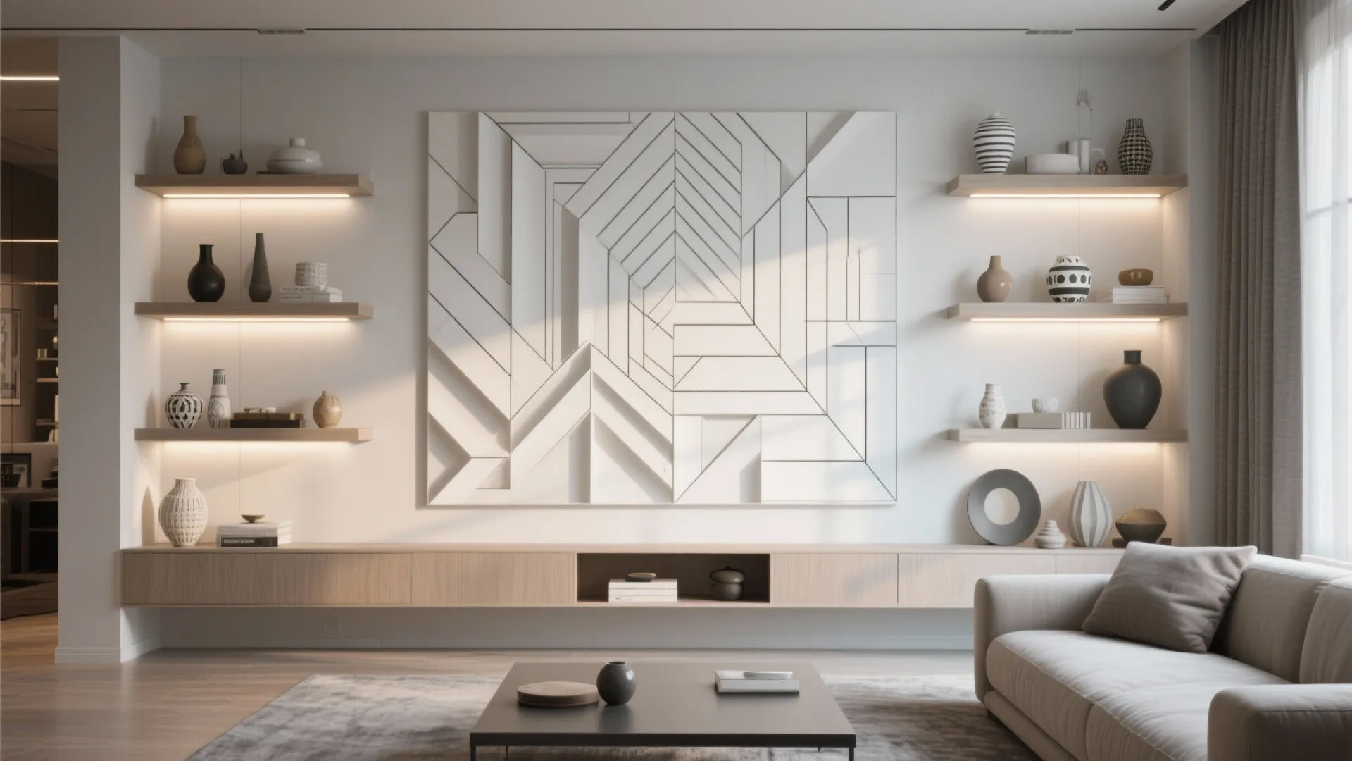 3. Graphic Paint + Built-In Shelves