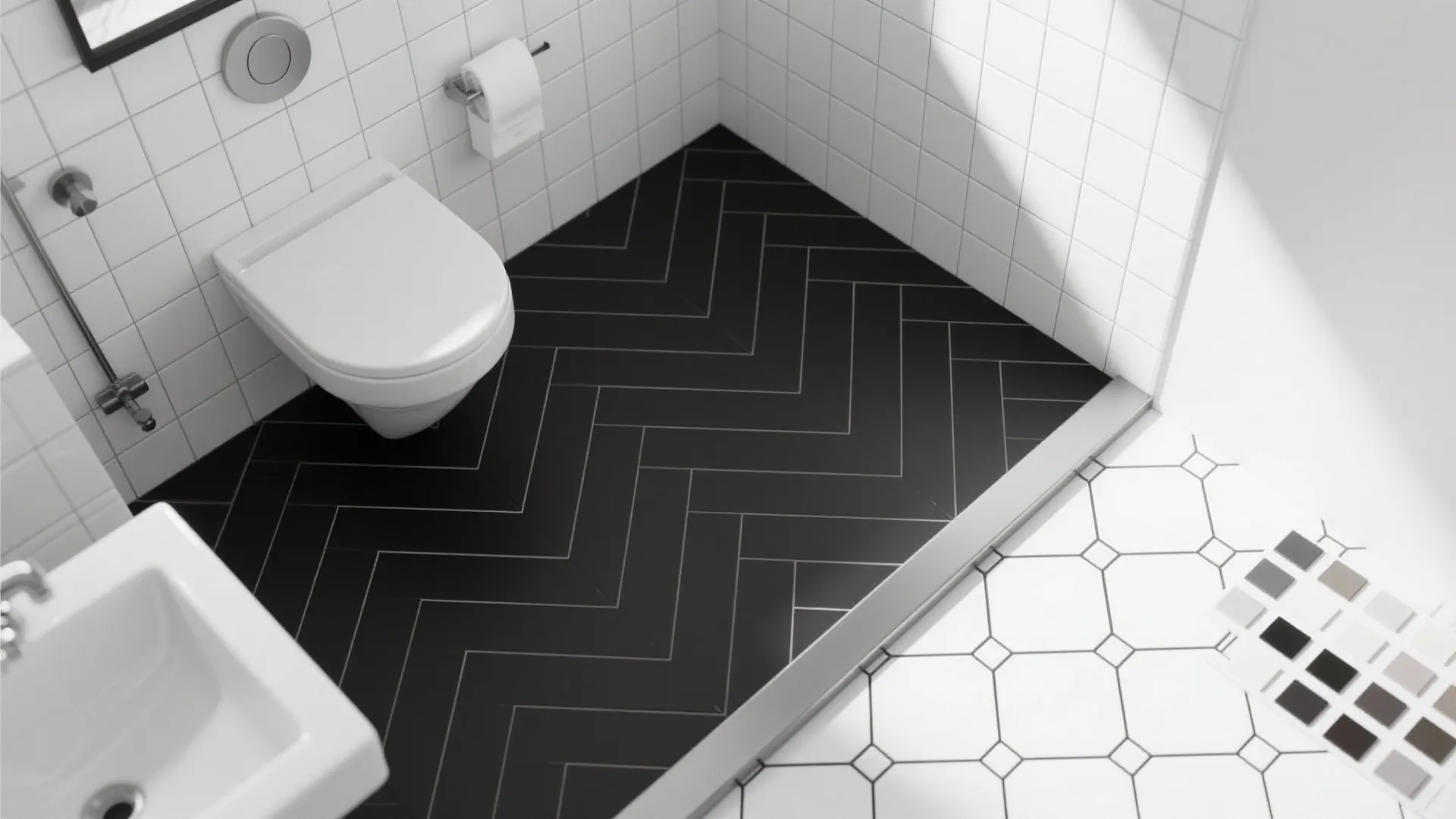 Graphic Tile: Black, White, and Thoughtful Grout