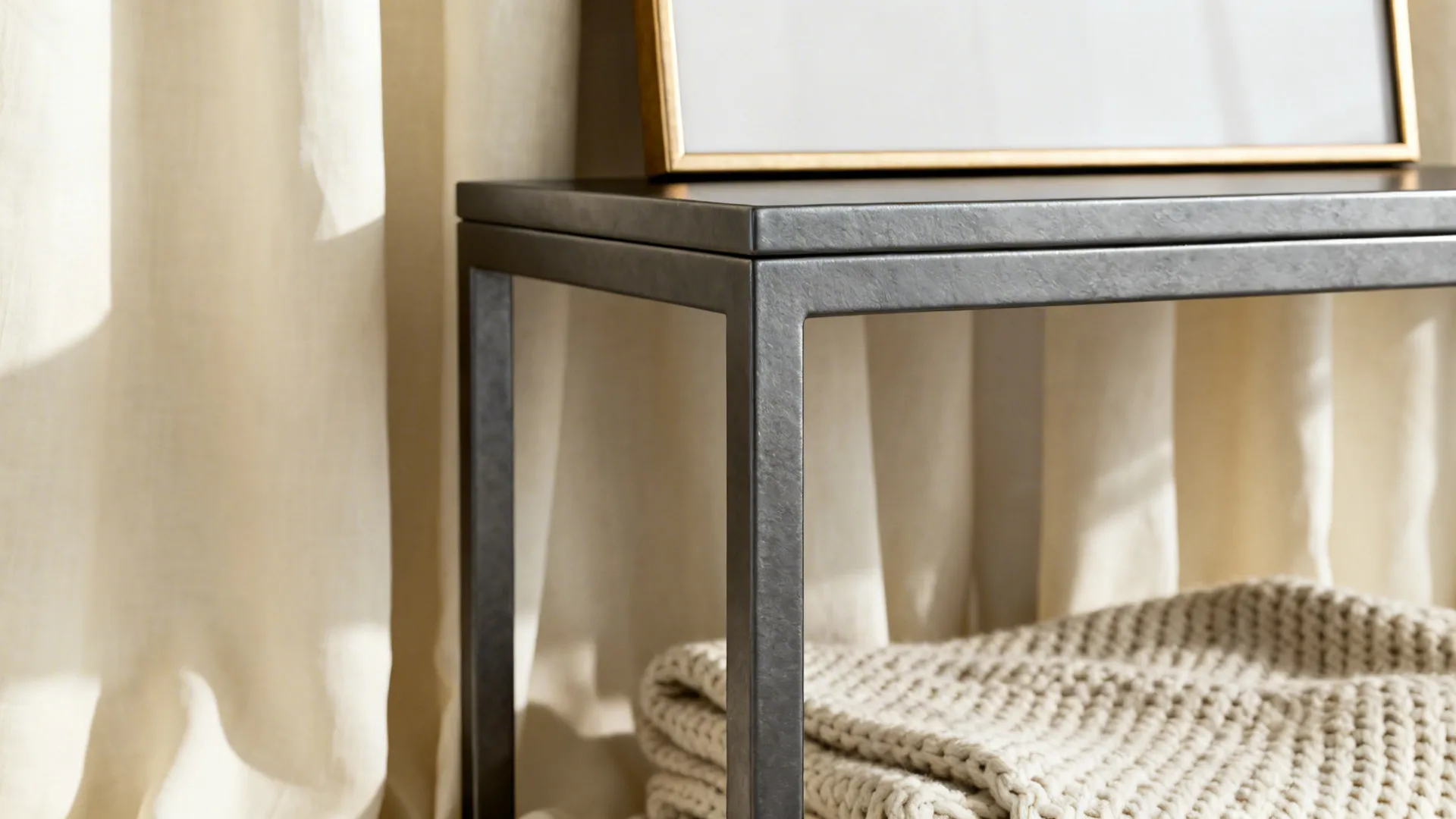 4. Creamy Textiles, Graphite Metal Accents