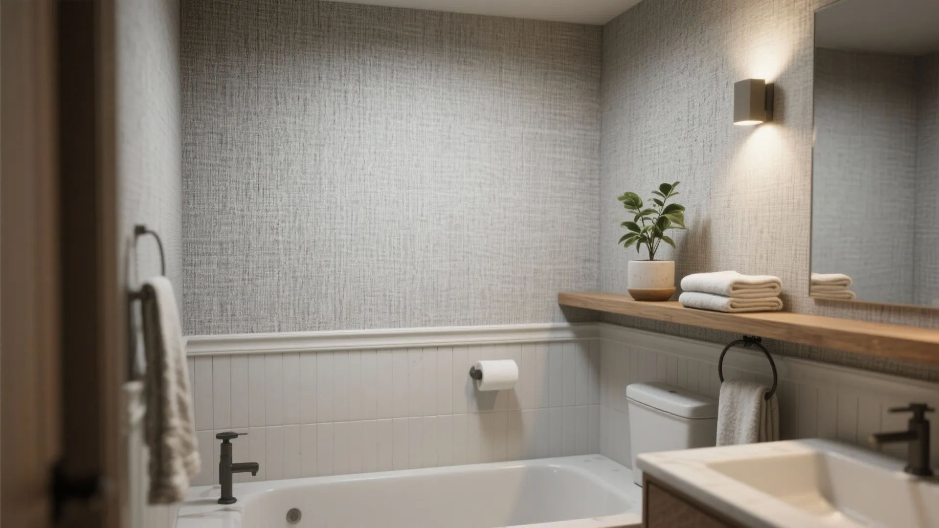 3. Chalky textured grasscloth for warmth