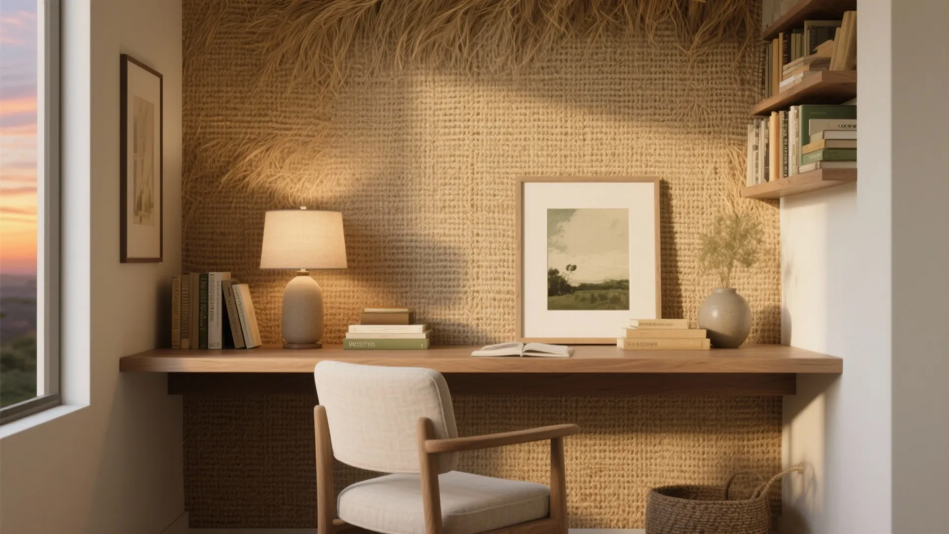 Grasscloth’s natural warmth and tactile depth