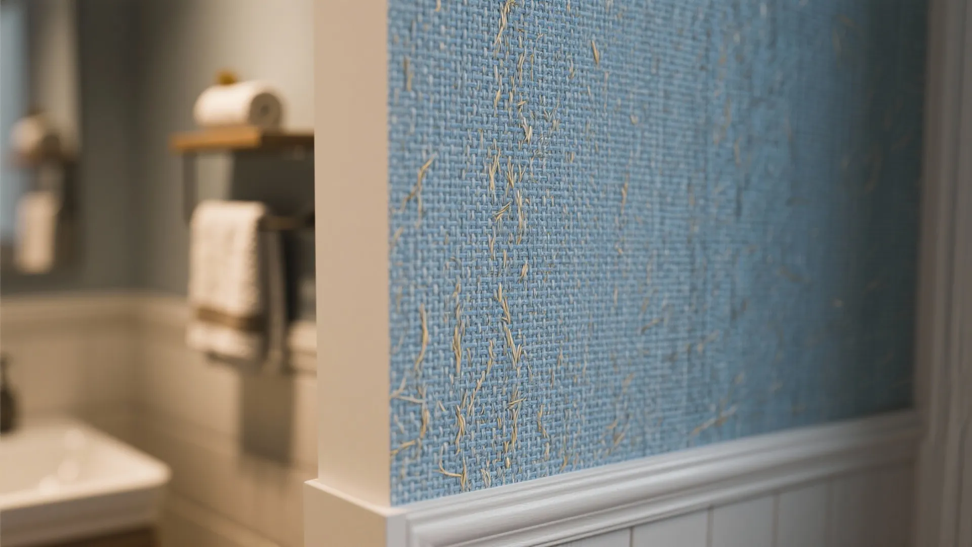 5. Textured Blue Grasscloth for Warmth