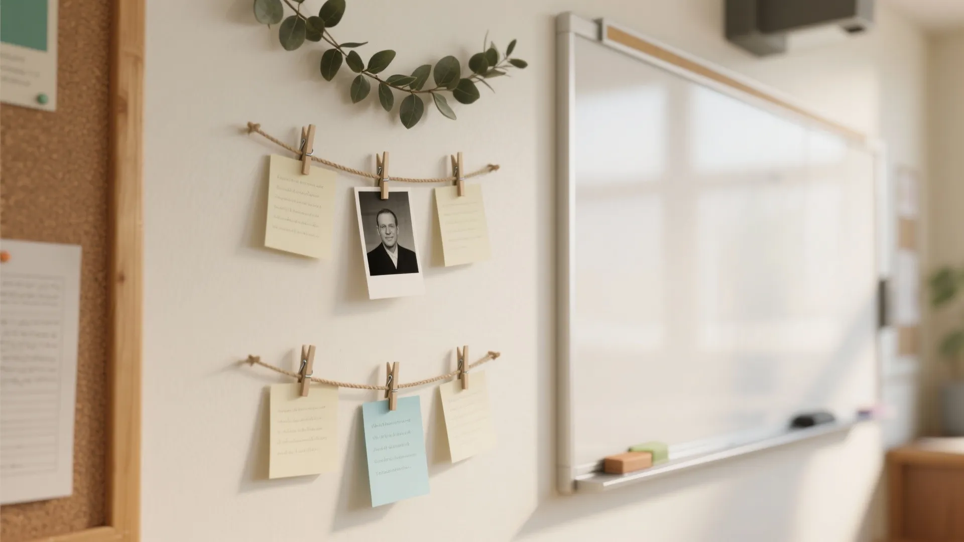 1) Minimalist Gratitude Wall (notes, photos, and calm color)