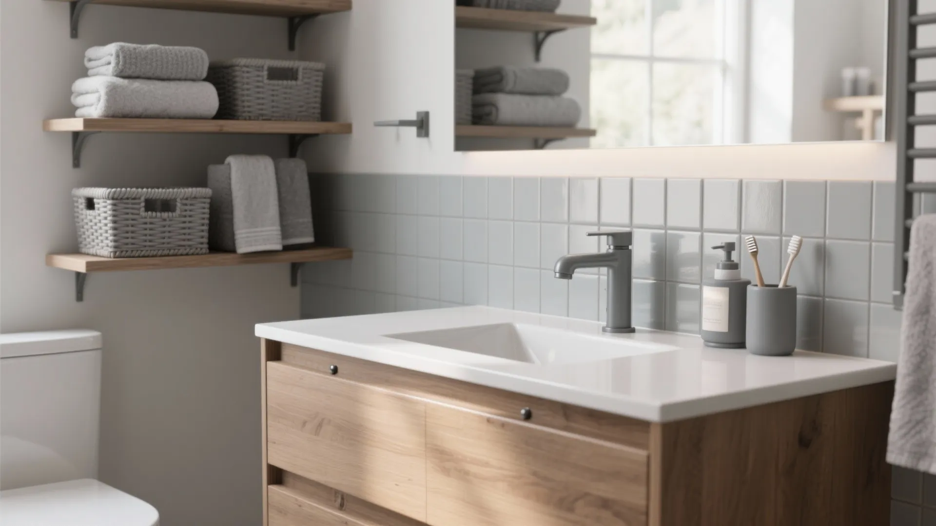 Gray Bathroom Accessories Set: 5 Small-Space Ideas: How I use gray bathroom accessories to maximize style and function in compact bathrooms