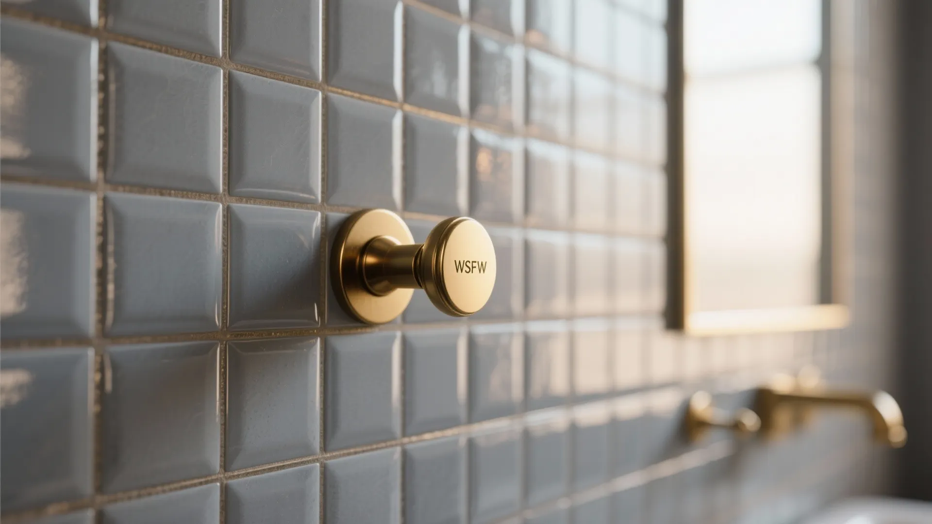 5. Mix Cool Gray Tiles with Brass Accents