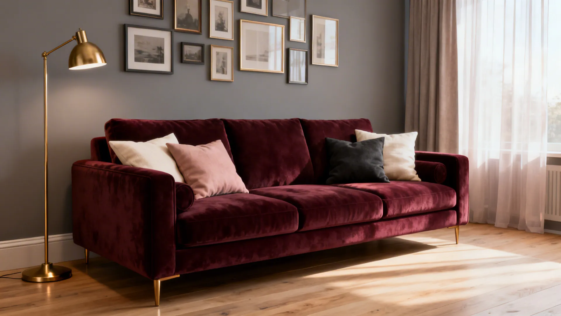 Cozy Gray & Burgundy Living Room Ideas