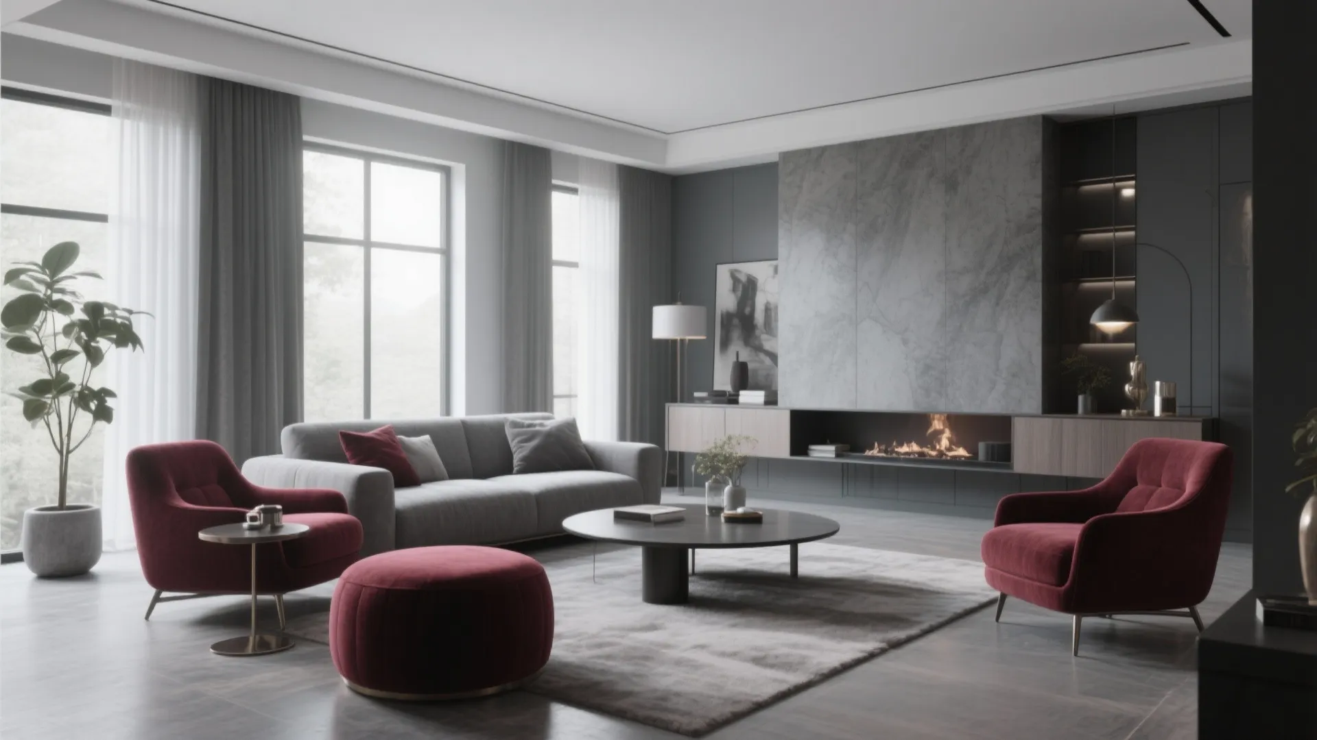 10 Gray and Burgundy Living Room Ideas