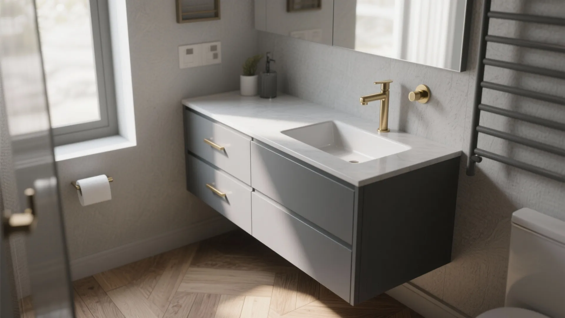 2. Gray Cabinetry for Calm Contrast