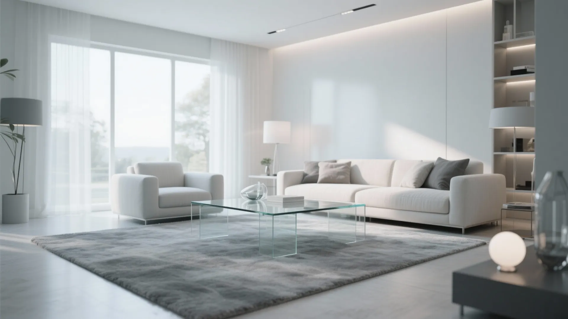 Gray Carpet with Glass Elements