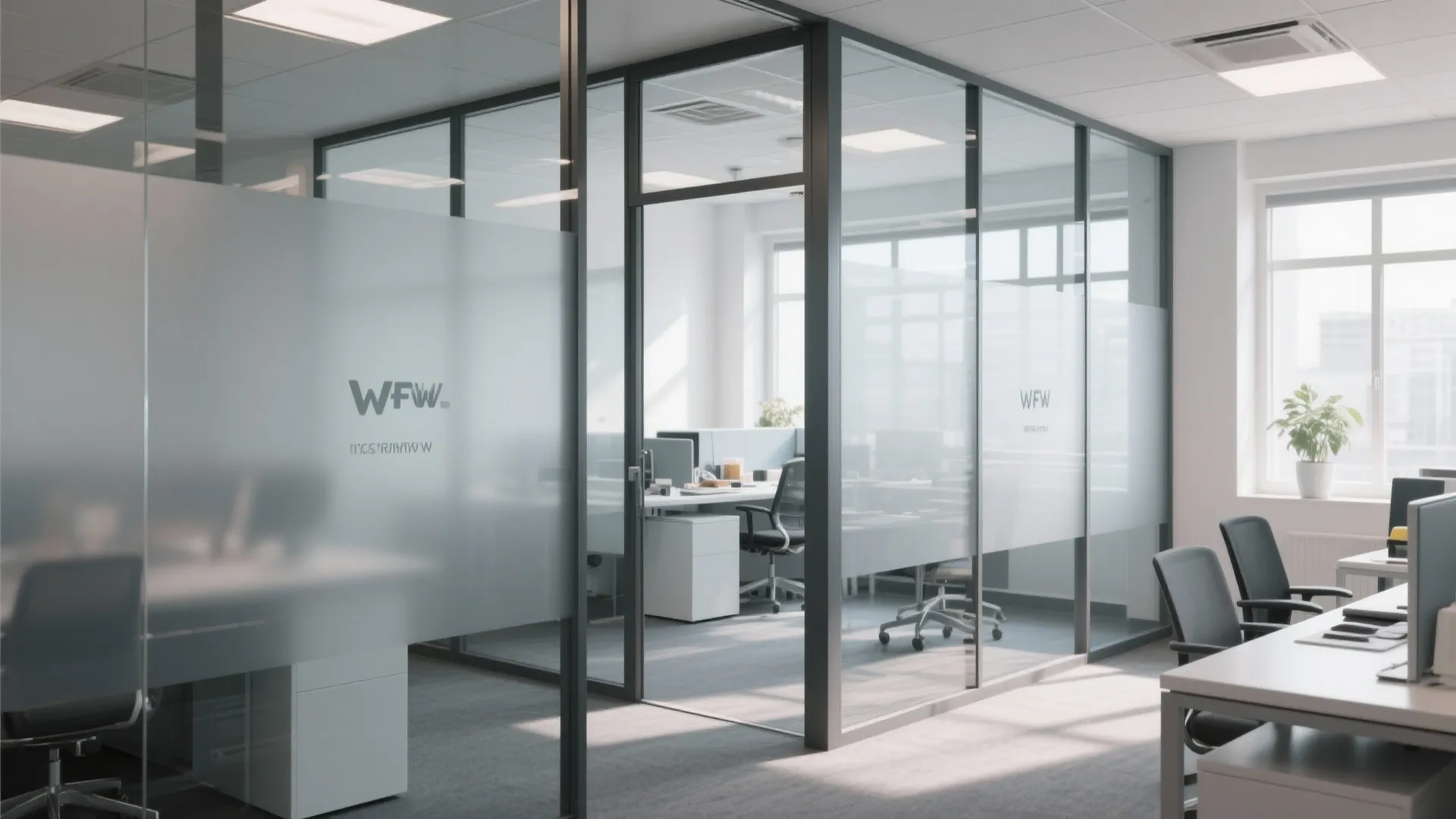 10. Gray with Glass Partitions