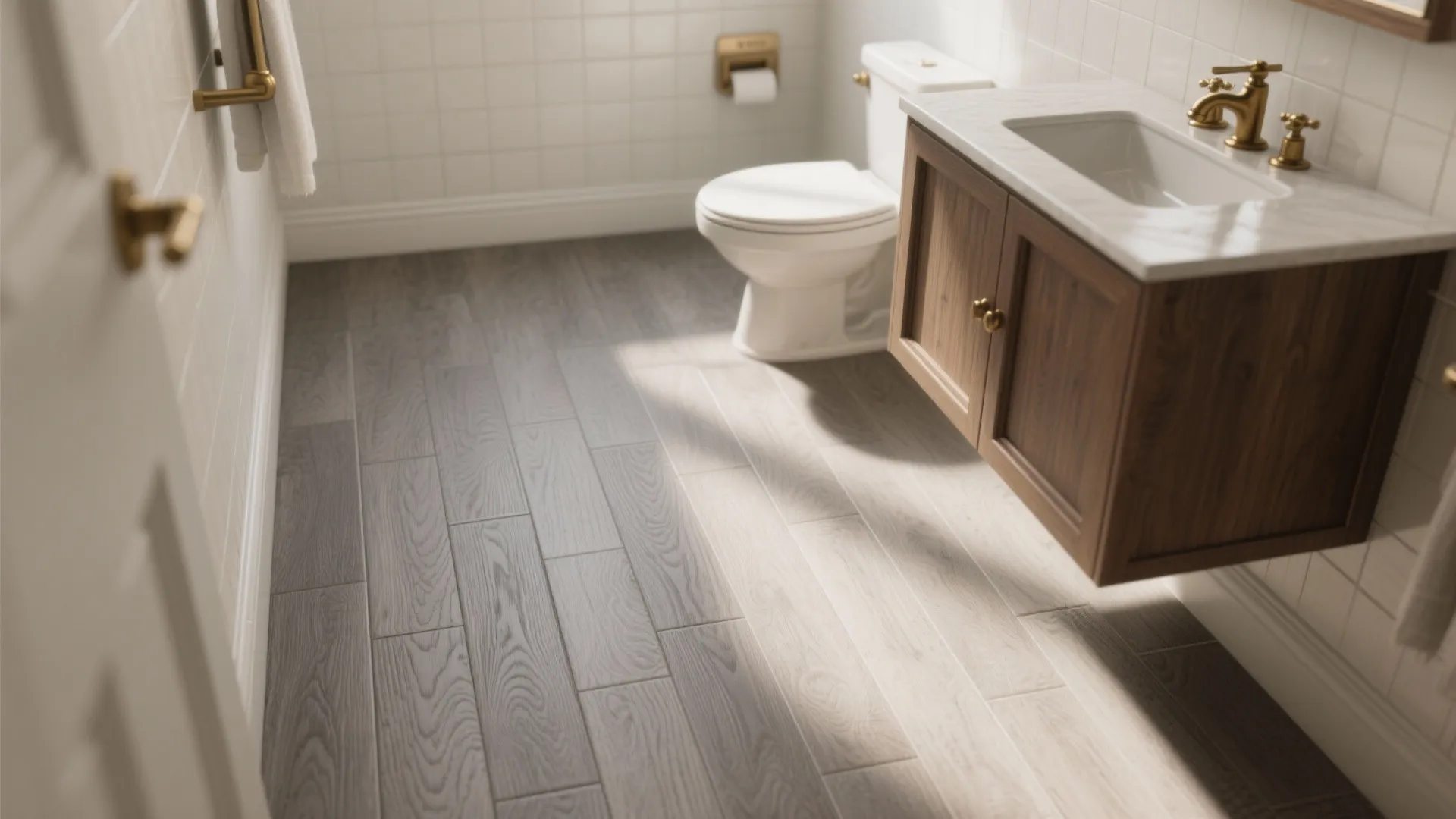 2. Gray wood‑look luxury vinyl planks