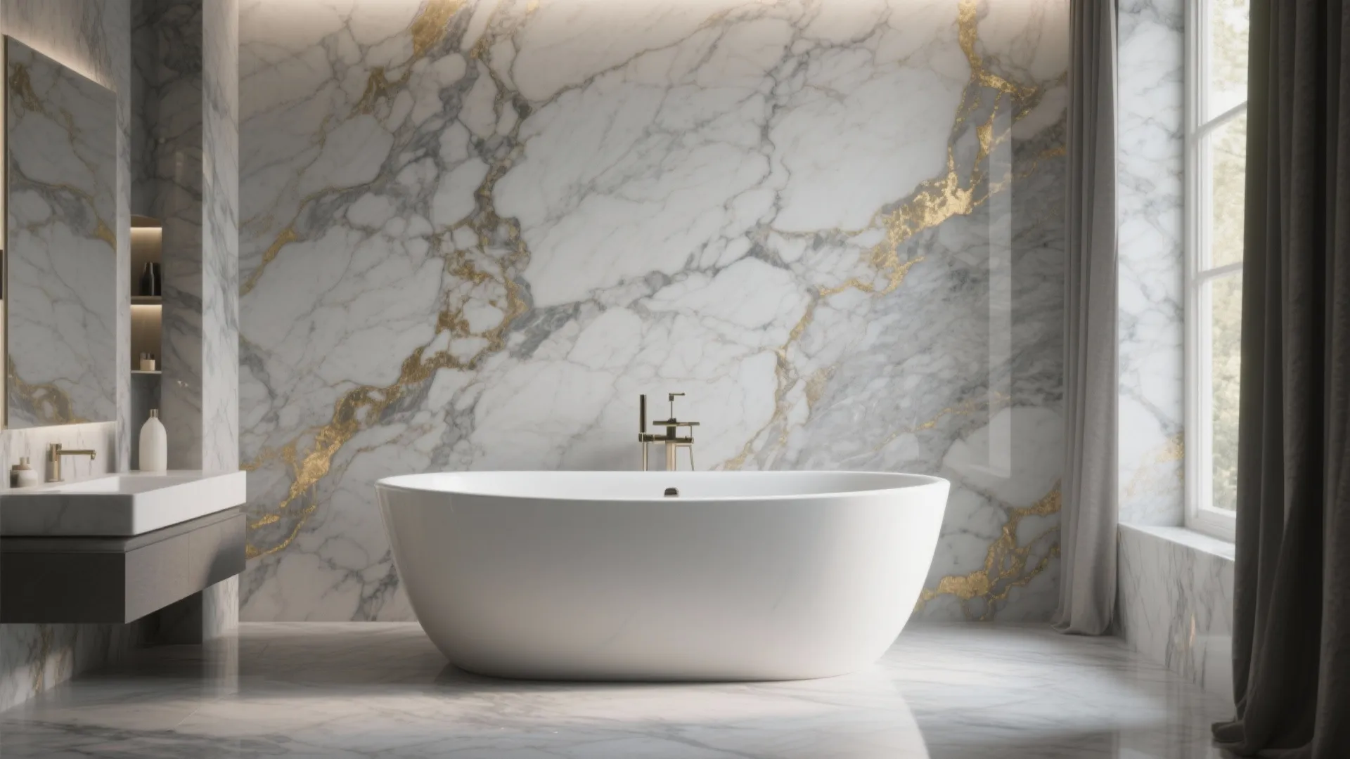 3. Gray Marble with Gold Veining