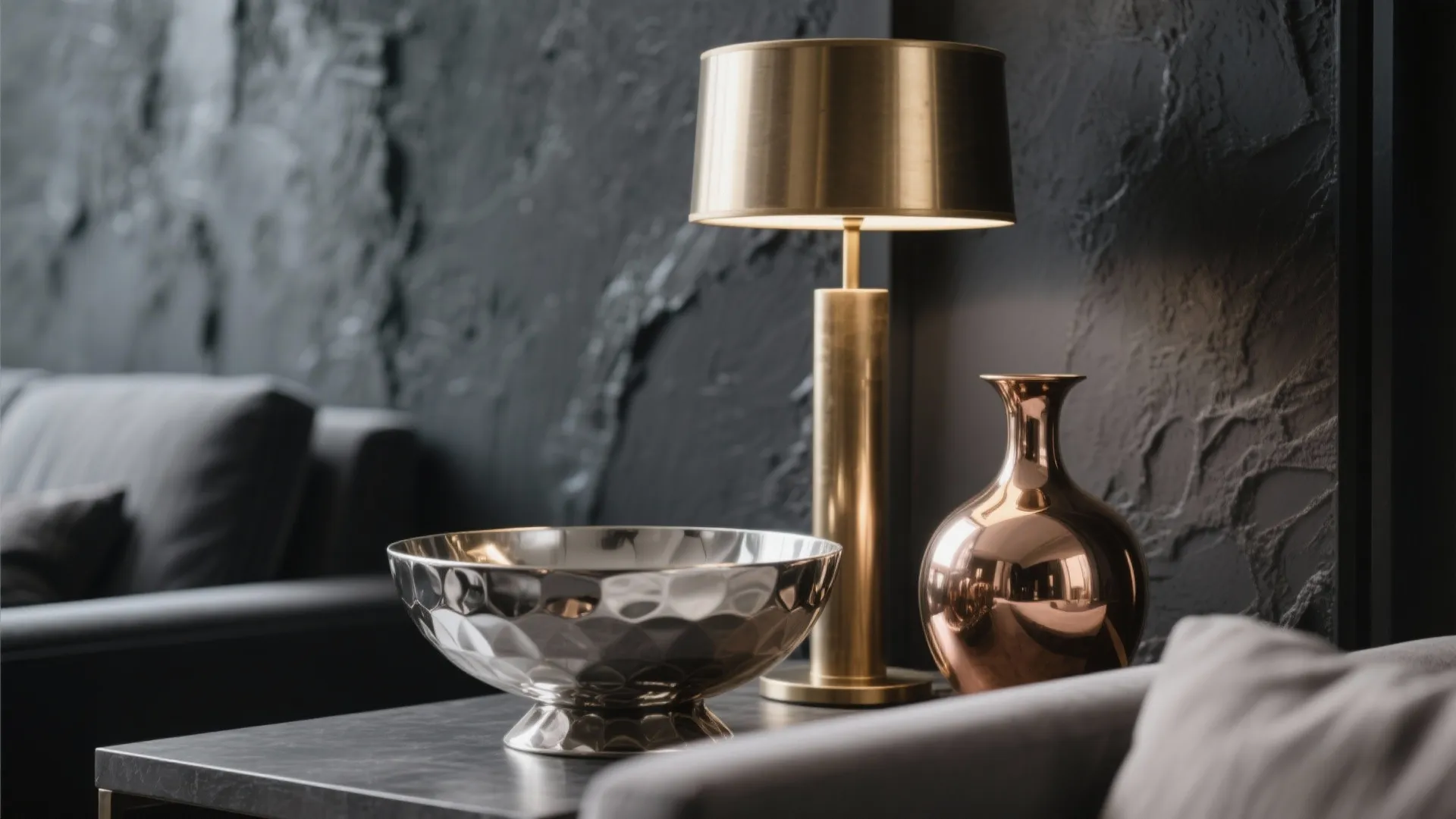 6. Dark Gray with Metallic Touches