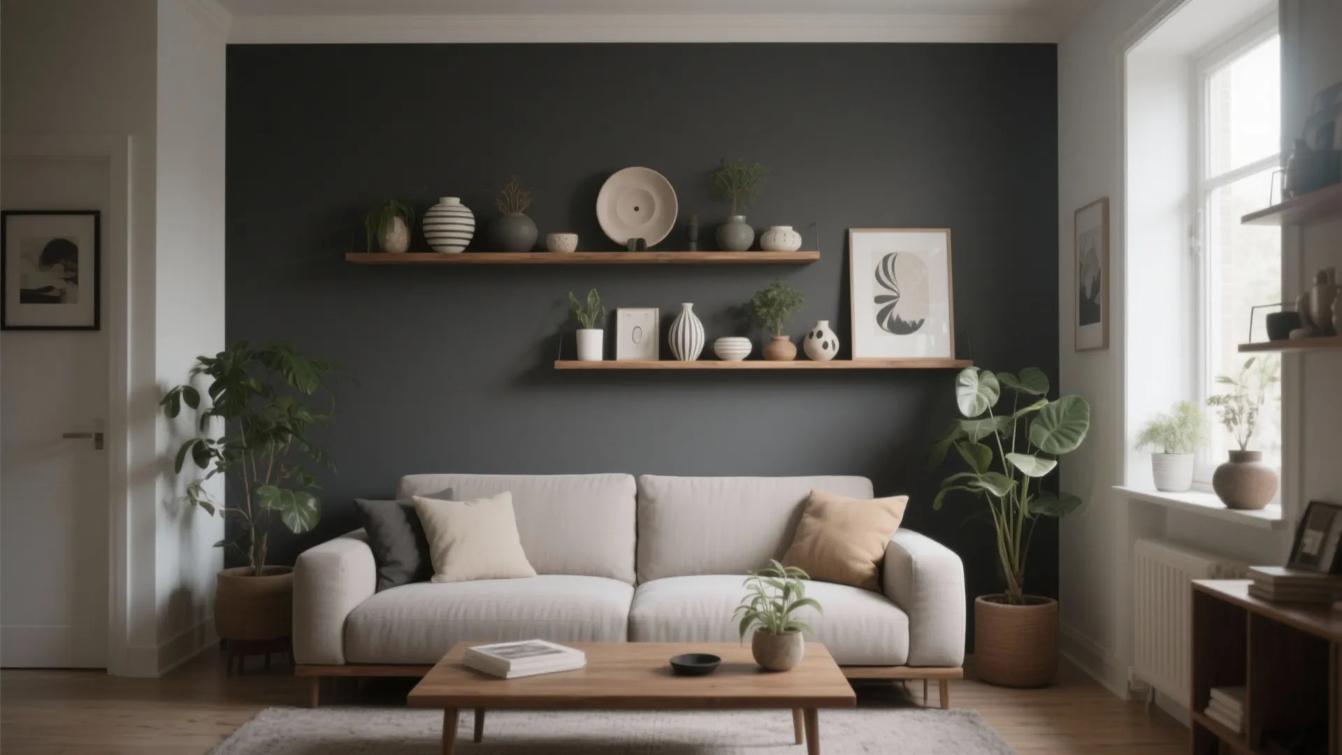 7. Open Shelving Against Gray