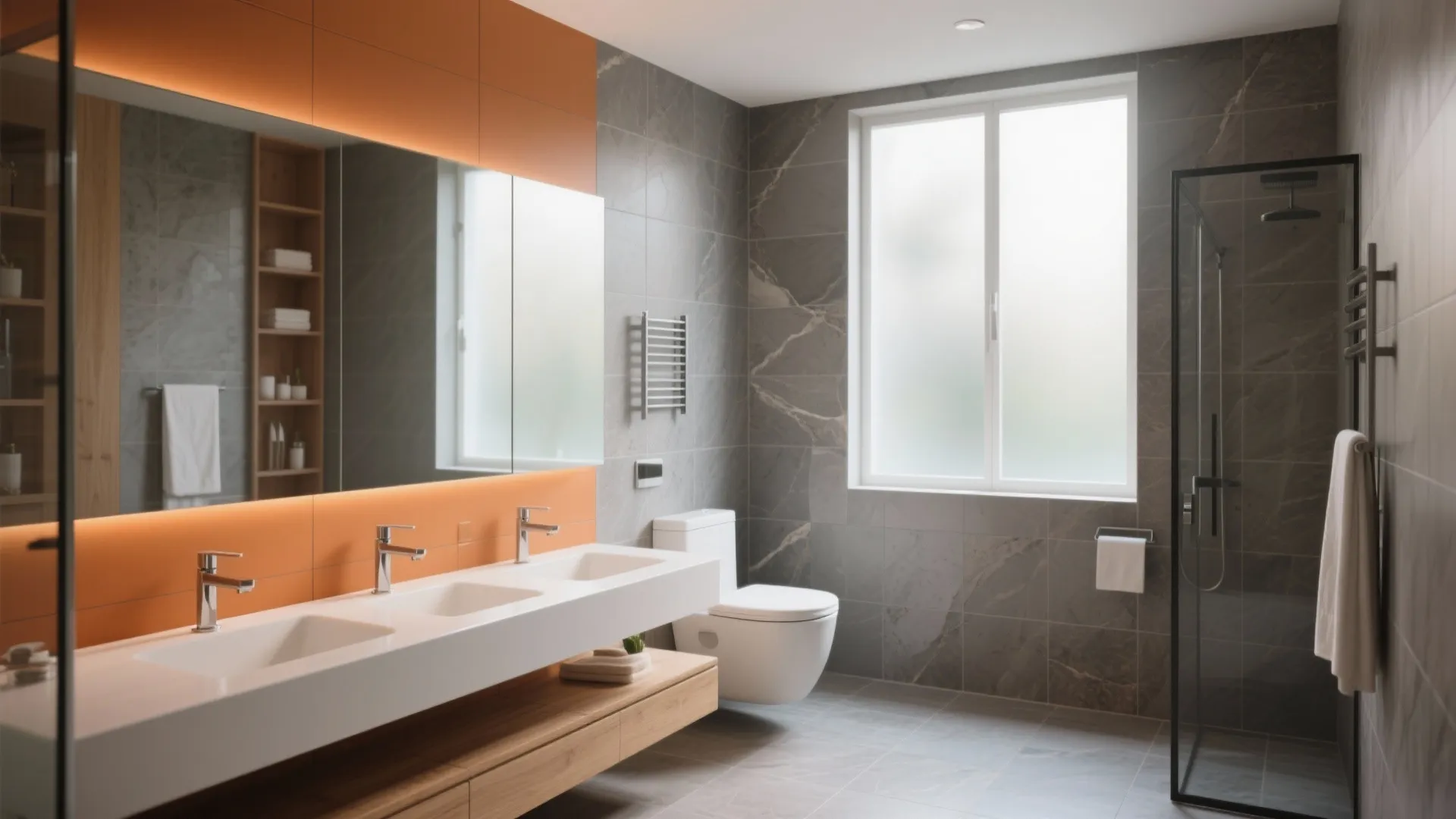Stylish Gray and Orange Bathroom Decor Ideas: 1 Minute to Transform Your Bathroom with Gray and Orange