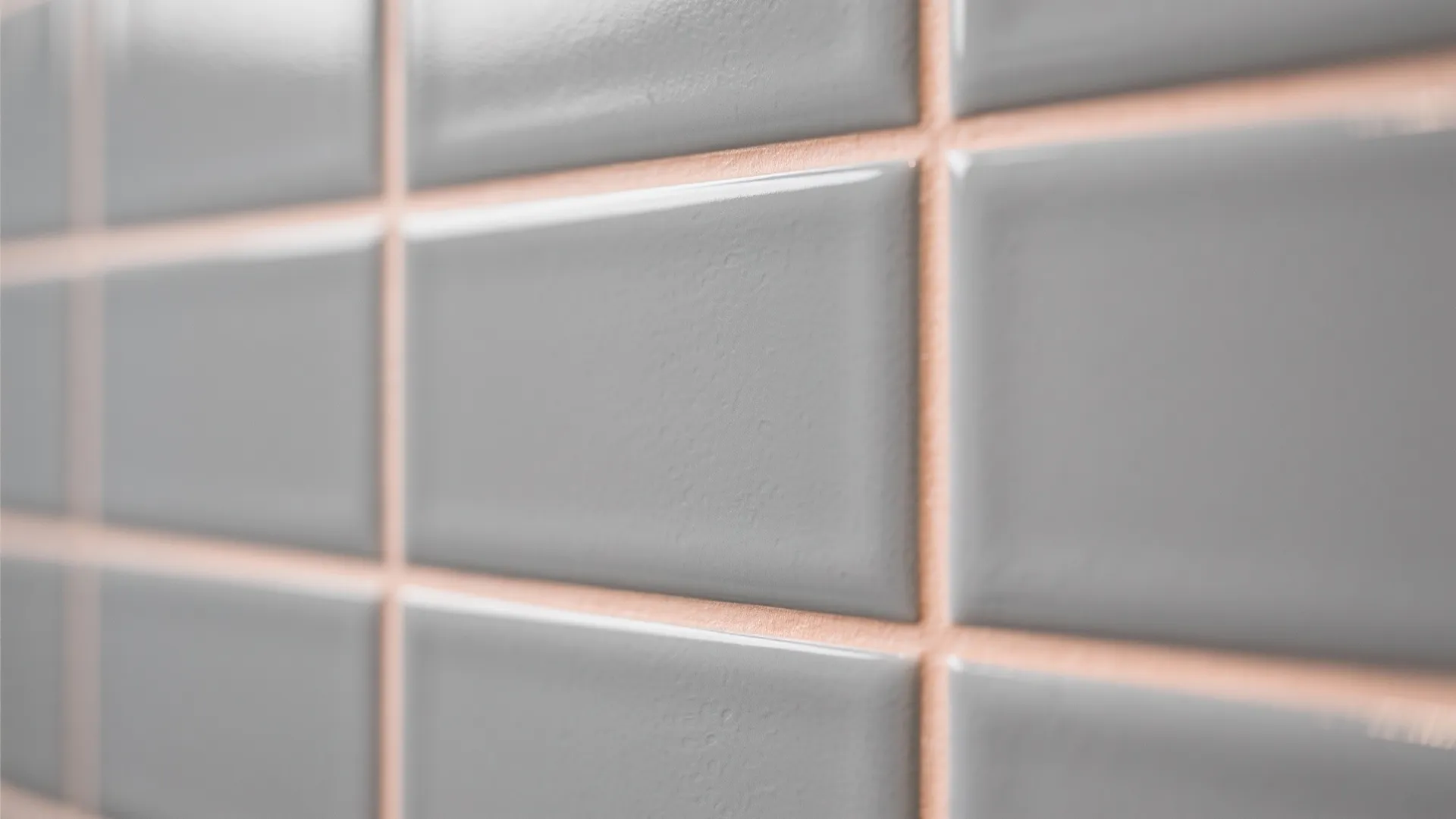 2. Gray Subway Tiles with Peach Grout