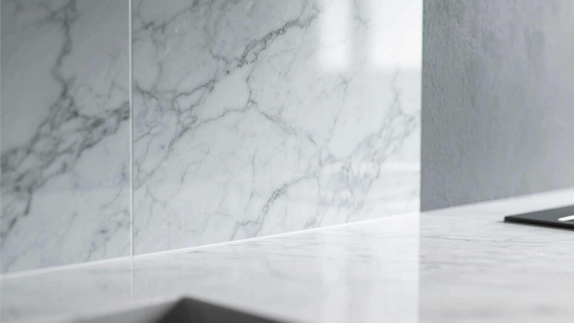 Monochrome stone scheme for a calm, spacious feel