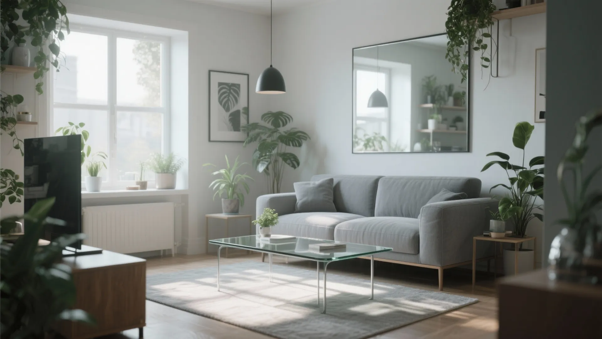 5. Gray Furniture with Glass Elements