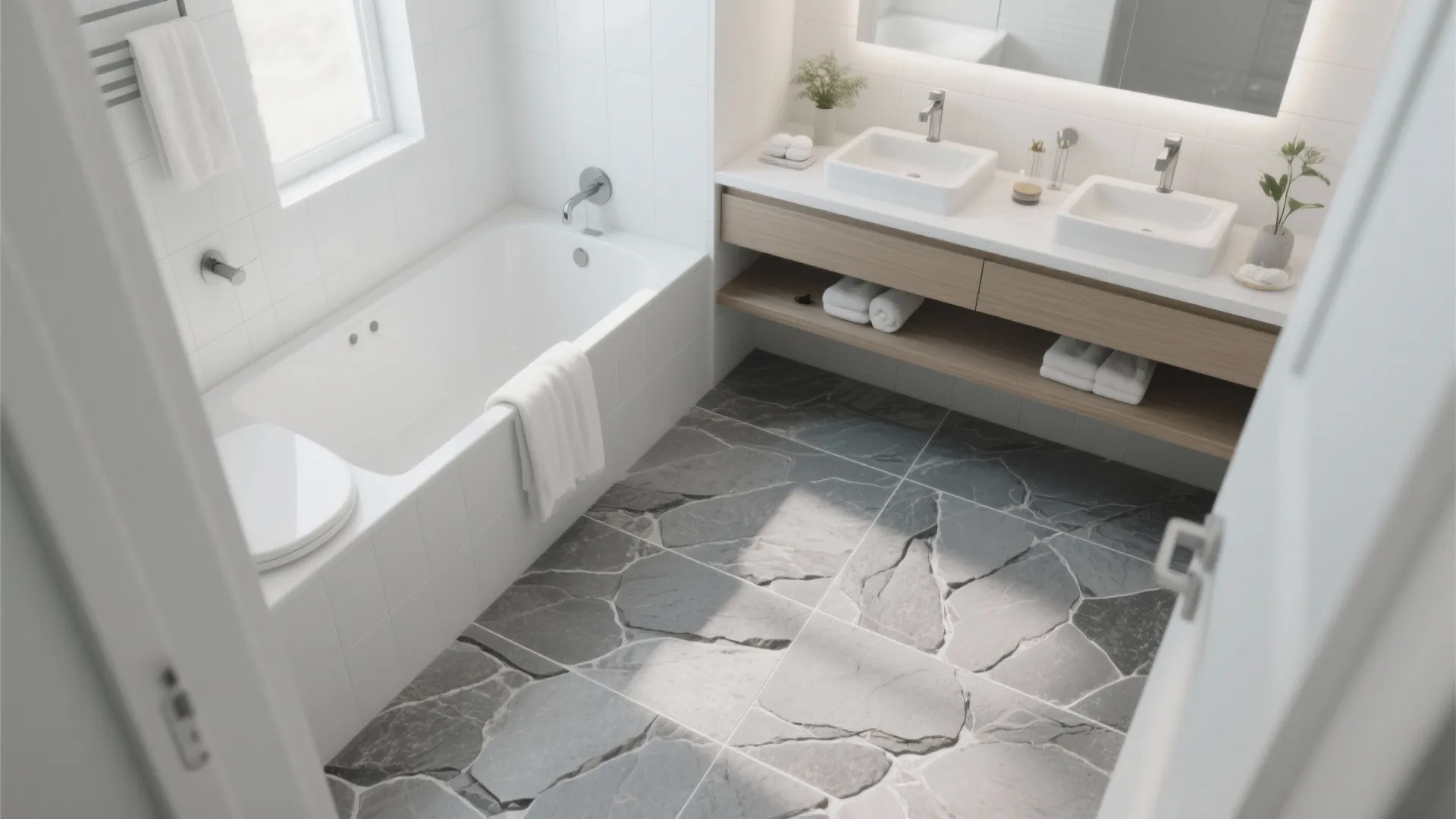 10. Gray Stone-Look Porcelain