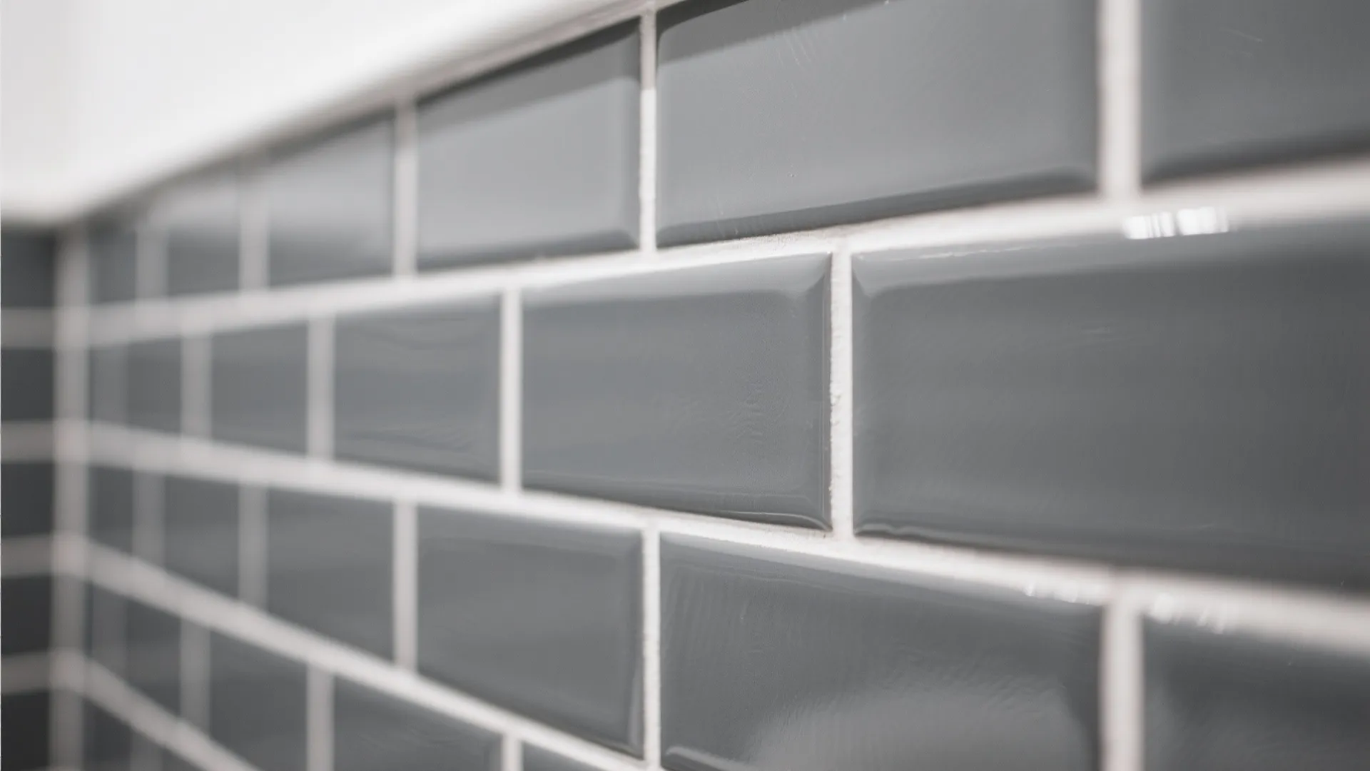 3. Gray Subway Tiles with White Grout