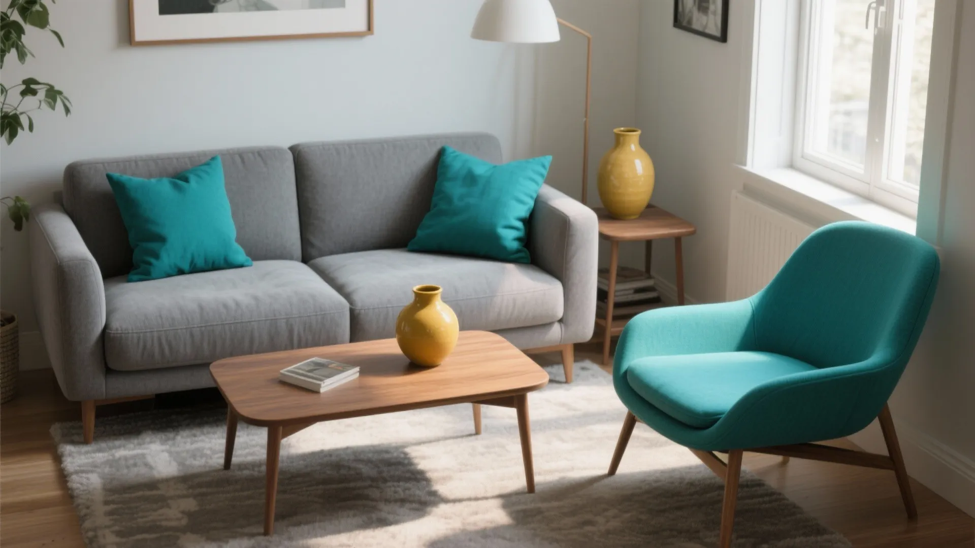 3. Gray base with bold accent color