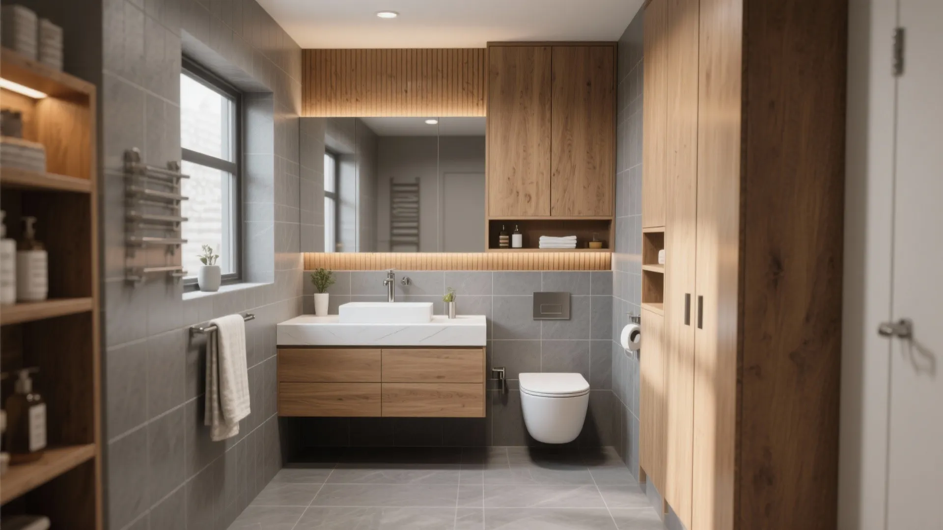 2. Mix Gray with Warm Wood