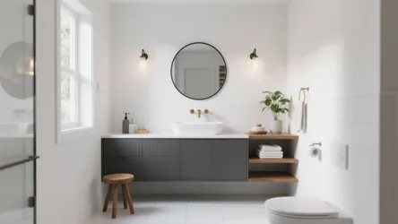 5 White Bathroom Ideas with Gray Vanity
