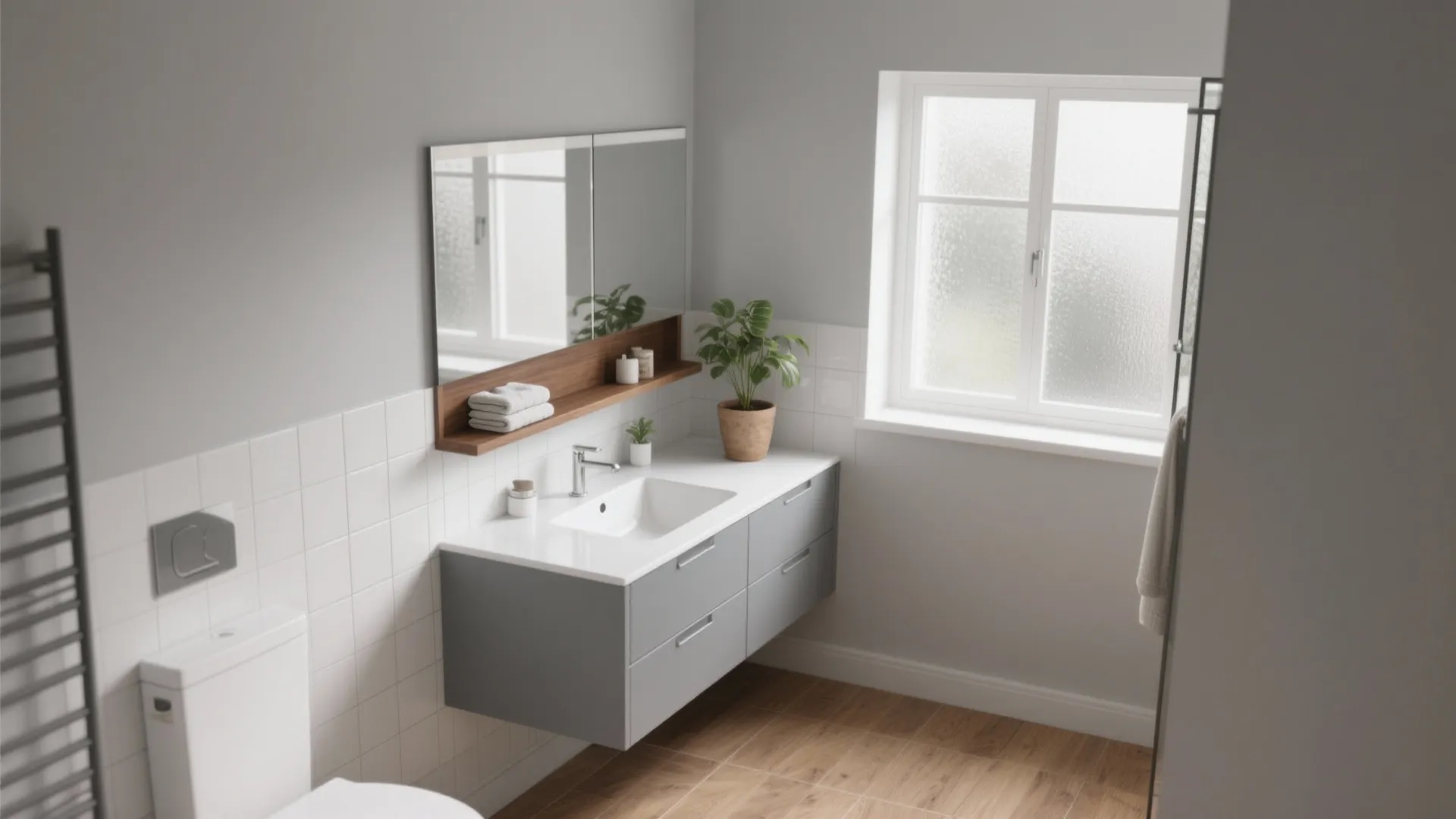 5 Modern Gray Bathroom Vanity Ideas: Small-space-smart modern gray bathroom vanity inspirations from a pro designer