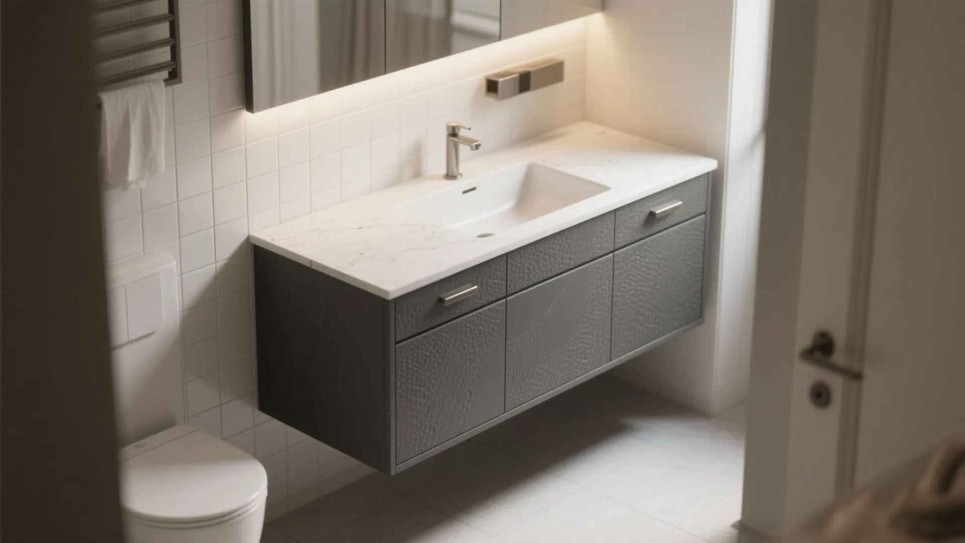 2. Gray Anchors: Add a Statement Vanity