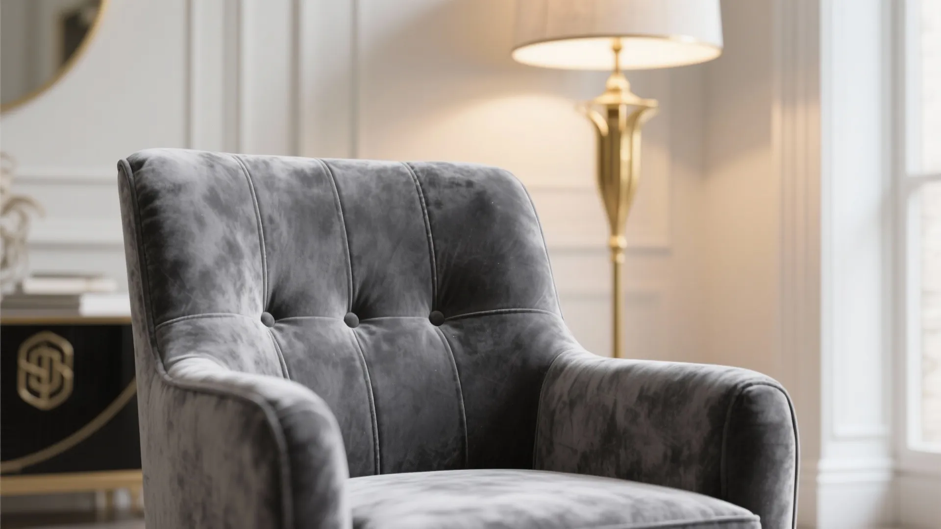 Gray Velvet Armchairs